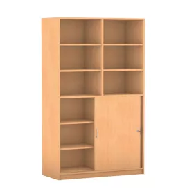 Schiebetüren-Schrank mit Mittelwand, 190 x 126,4 cm, unten Halbtüren und oben Regal