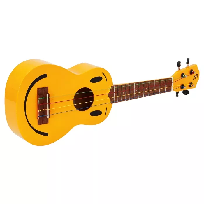 ukulele, gelbes ukulele, holzbody, vier saiten, kleine größe