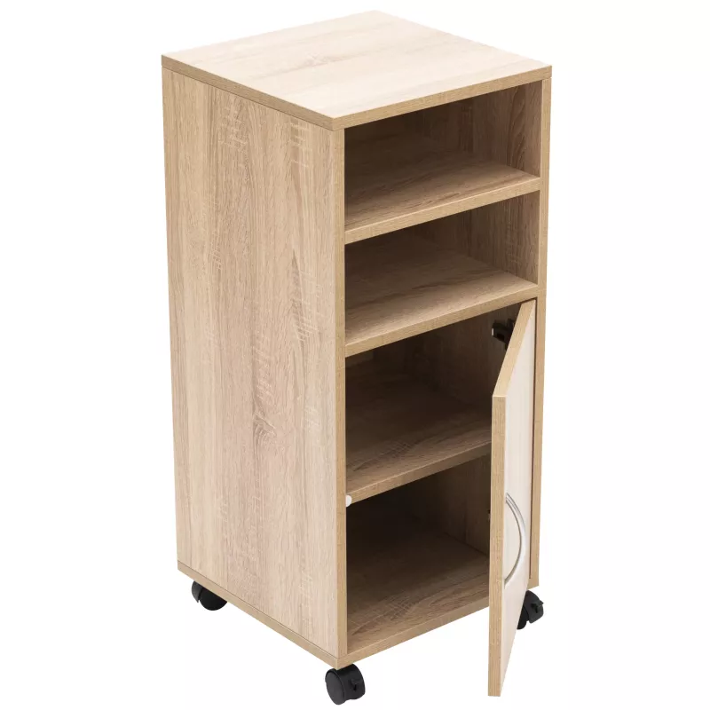 Holzschrank, Küche, Rollschrank, Regal mit Tür, 4-etagiges Regal