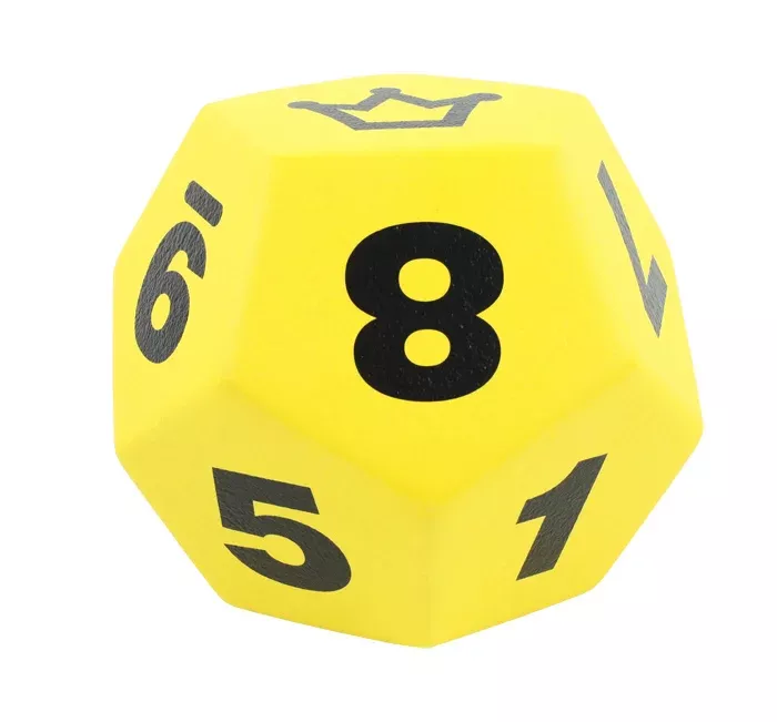 W6-seitiger Würfel, D20-Würfel, polyedrischer Würfel, gelber Würfel, Spielezubehör
