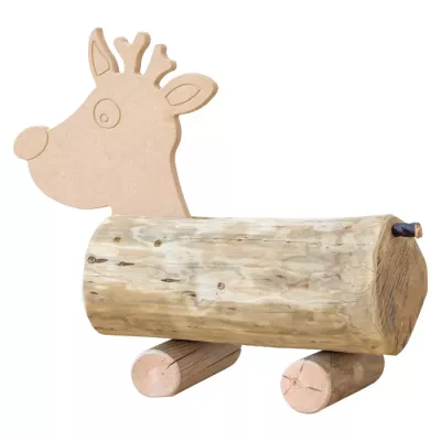 Holzspielzeug, Rentier, Holzlog, Logstapel, Tierfigur