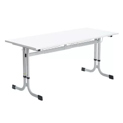 Schreibtisch, Klapptisch, Metalltisch, weiß, Pergamentablage