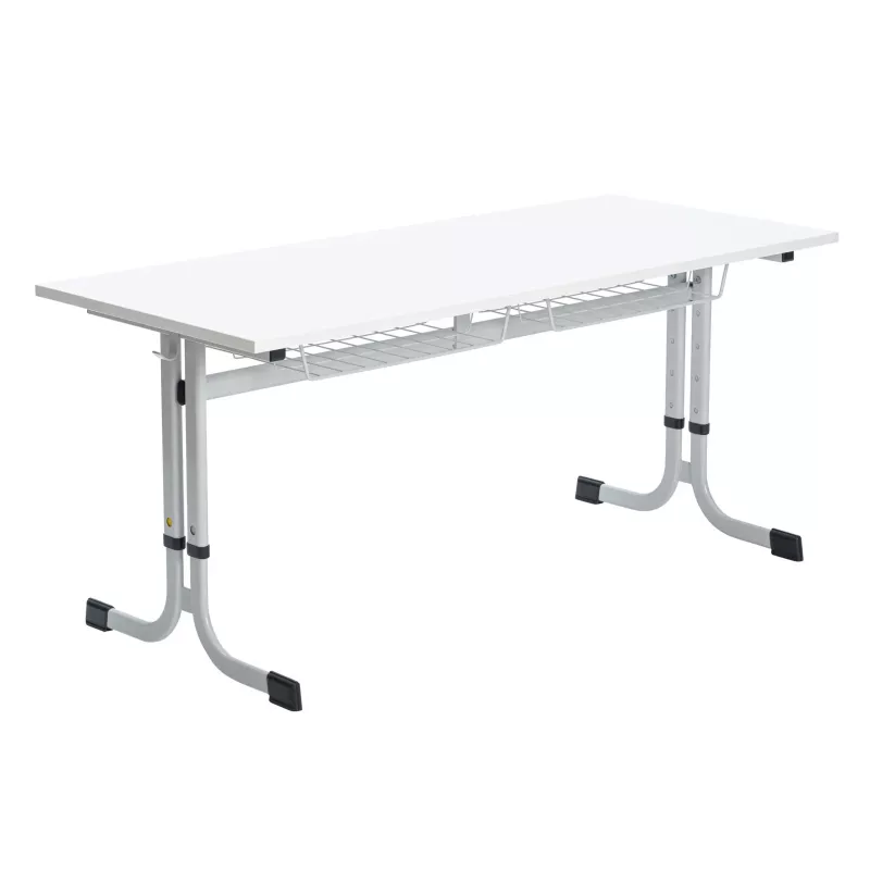 Schreibtisch, Klapptisch, Metalltisch, weiß, Pergamentablage