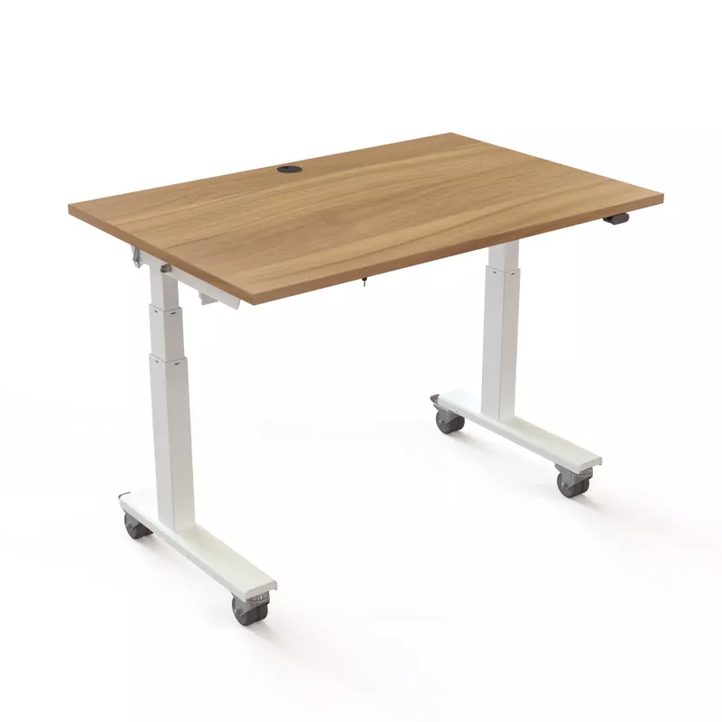 Schreibtisch, verstellbarer Tisch, Holzplatte, Bürotisch, rollbare Tischbasis
