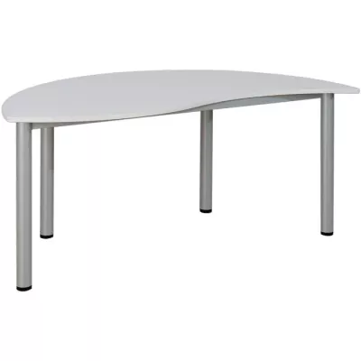 corner desk, weißtisch, metallbeine, elliptische form, bürotisch
