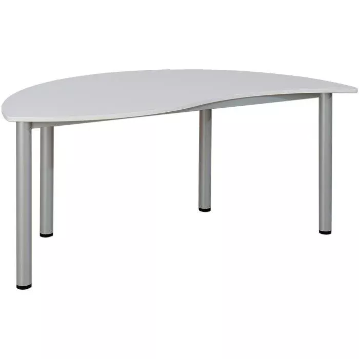 corner desk, weißtisch, metallbeine, elliptische form, bürotisch