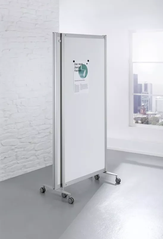 Bildschirmtrennwand, Mobile Stellwand, Trennwand, Schleppbar, weiße Paneelwand