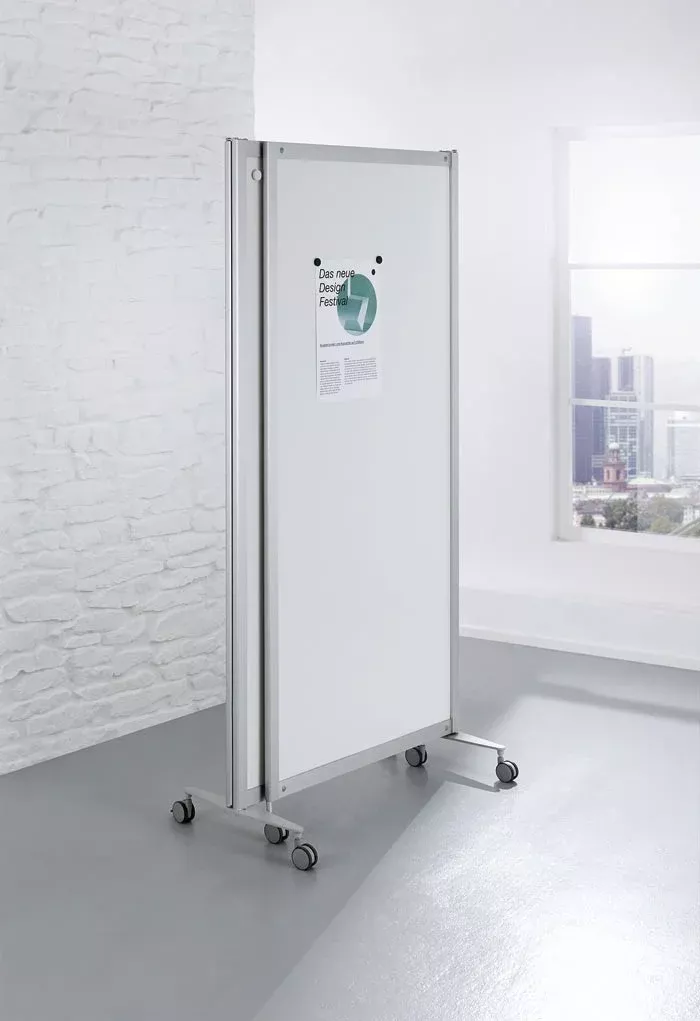 Bildschirmtrennwand, Mobile Stellwand, Trennwand, Schleppbar, weiße Paneelwand