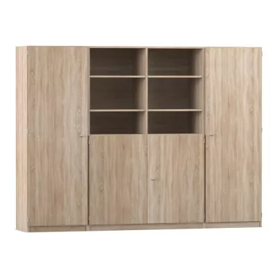 Schrank, Vitrinen-Sideboard, Holzoptik, Regalboden, Schrankkombination