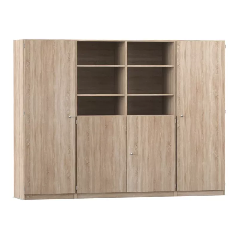 Schrank, Vitrinen-Sideboard, Holzoptik, Regalboden, Schrankkombination