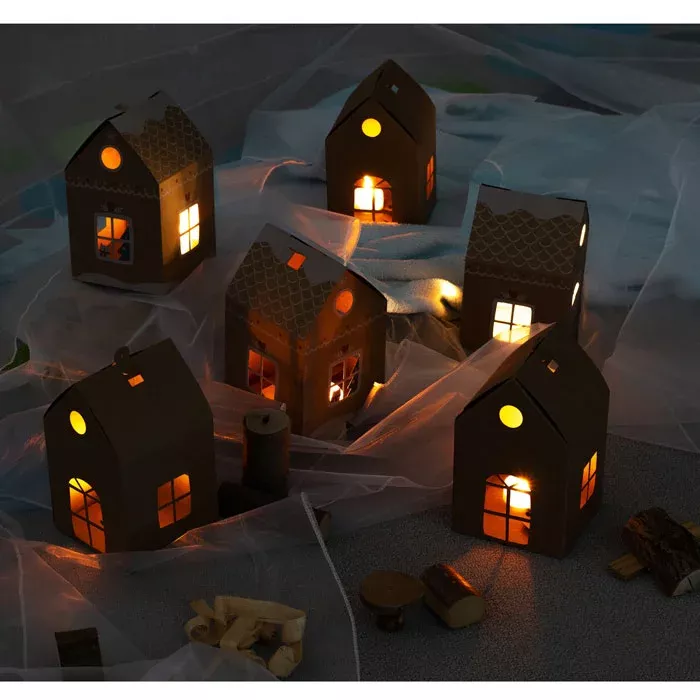 Miniaturhäuser, LED-Lichter, Nachtlichter, Papphäuser, Diorama