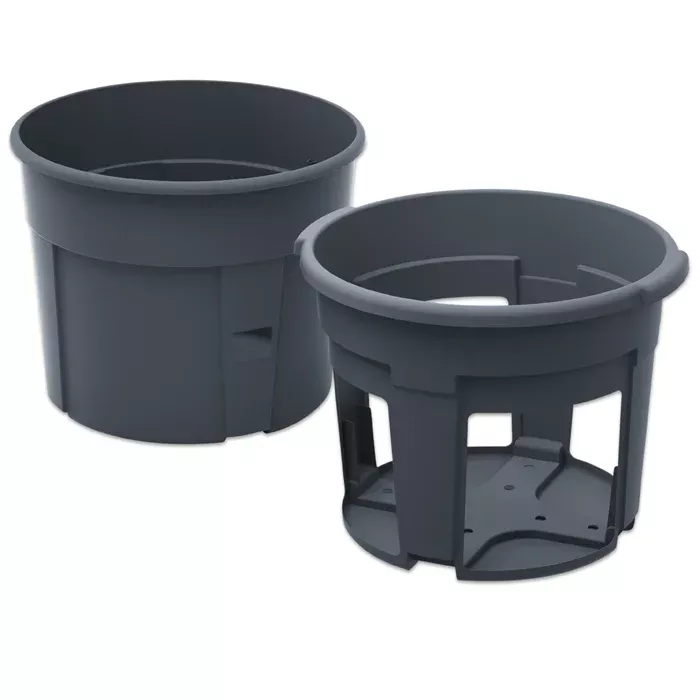 Topf, Kubus, Kübel, Grillkohle, Abdeckring
