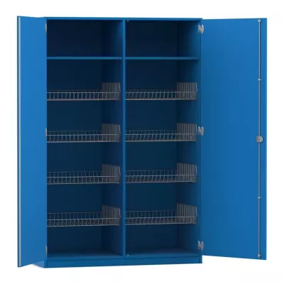 Sportschrank, 190 x 126,4 x 60 cm, mit 8 Gitterkörben und 2 Böden