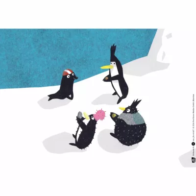 Pinguine, Schnee, Kunstillustration, Vögel, Eislandschaft