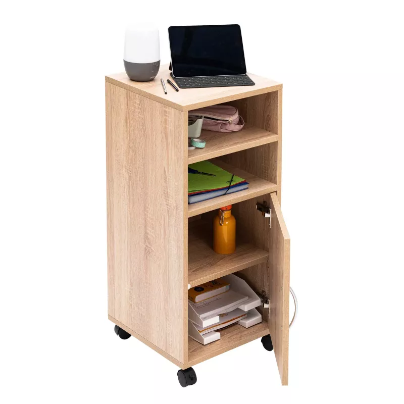Beistelltisch, Rollbarer Schrank, Holzwerkstoff, Schubfachregal, Laptopständer
