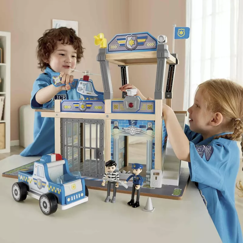 Spielzeug-Polizei, Kampa-Gebäude, Spielzeugauto, Polizeistation, Figuren