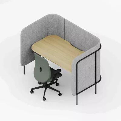 Arbeitsplatz, Schreibtischstufe, Büroumbau, Bürotrennwand, Sitzstuhl