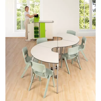 Schulheftafel, Klapptische, Klapptisch, Klassenzimmerstuhl, Gruppentisch