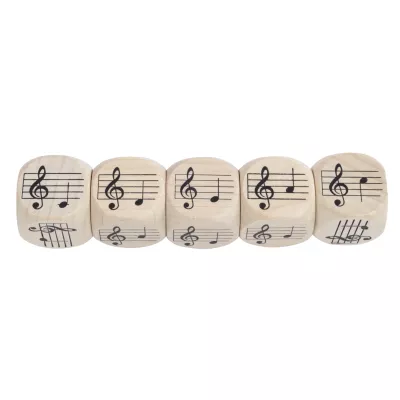 Holzwürfel, Musikalische Noten, Notensystem, Schlüsselzeichen, Musikinstrument
