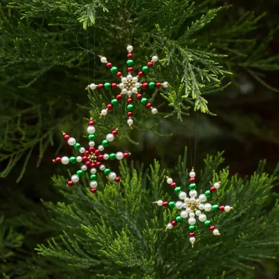 Weihnachtsstern, Beadenschmuck, Hänger Ornament, Schmuckanhänger, Weihnachtsdeko