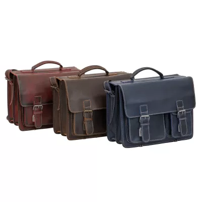 handtasche, satchel, leder, braun, blau