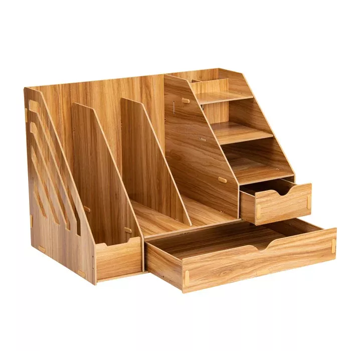 Holz, Schreibtischorganizer, Schublade, Regal, Stapelordner
