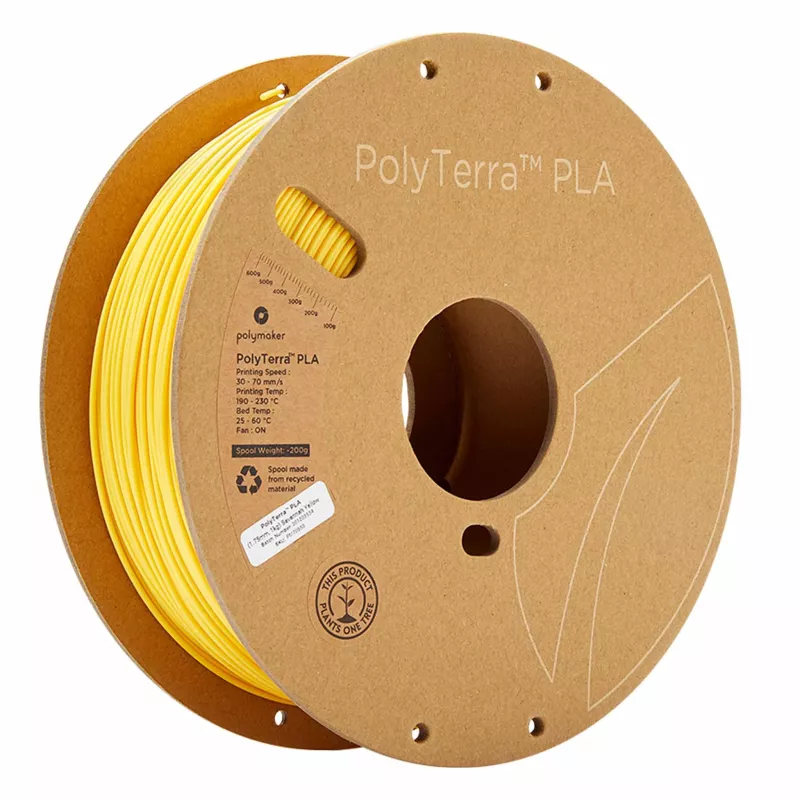 PLA-Filament, 3D-Druck-Filament, gelb, Spule, PolyTerra PLA