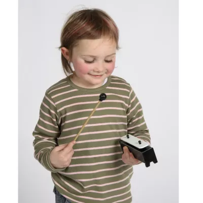 Kinder-Musikinstrument, Holzstab, Schwarz-weißesInstrument, Kleines Trommelinstrument, Lerngeschenk
