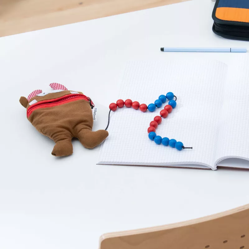 Schule, Notizbuch, Perlenkette, Rot Blau, Federmäppchen