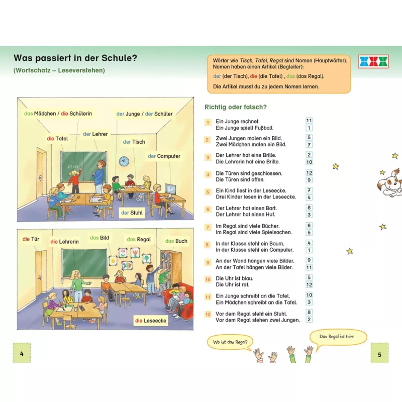 Klassenzimmer, Tisch, Tafel, Computer, Stuhl