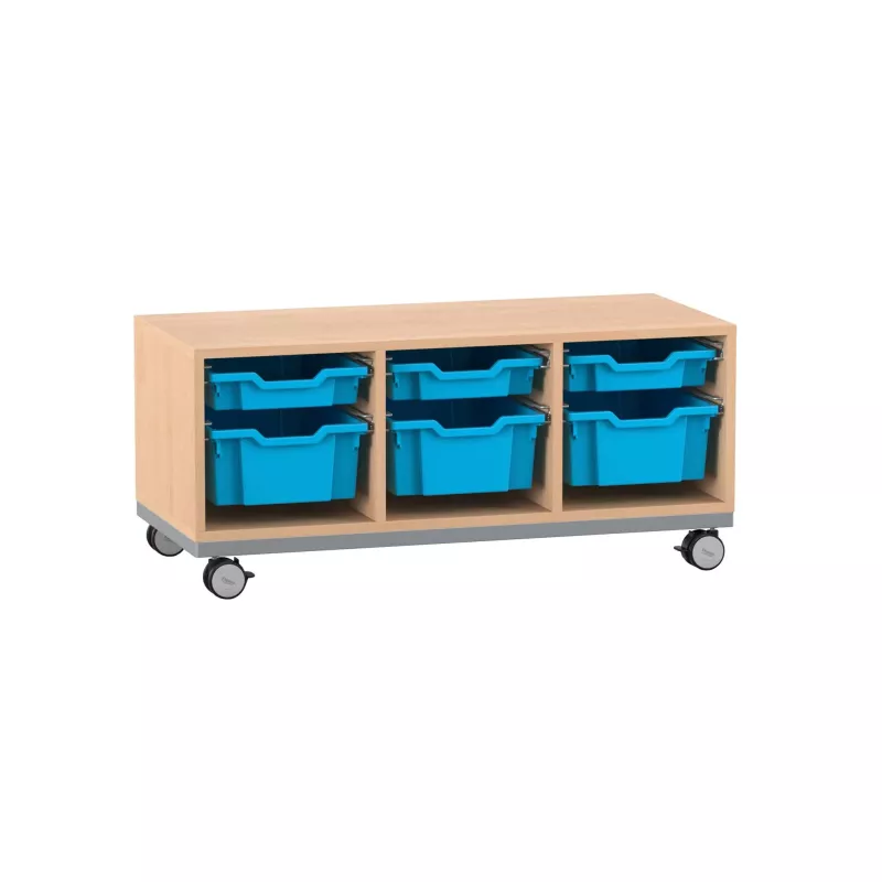 Schubladenunterschrank, Rollwagen, Korbbehälter, Holzoptik, Mobile Aufbewahrung