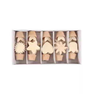 Holzstempel-Set, Naturholz, Sonnenmotiv, Sternmotiv, Herzmotiv