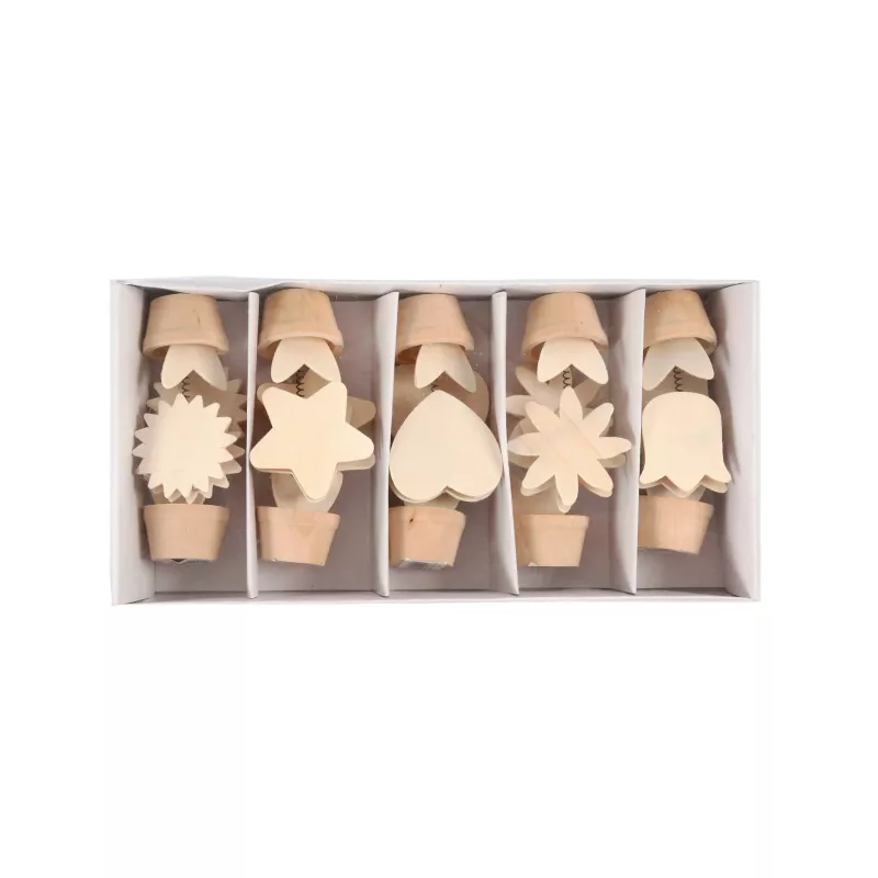 Holzstempel-Set, Naturholz, Sonnenmotiv, Sternmotiv, Herzmotiv