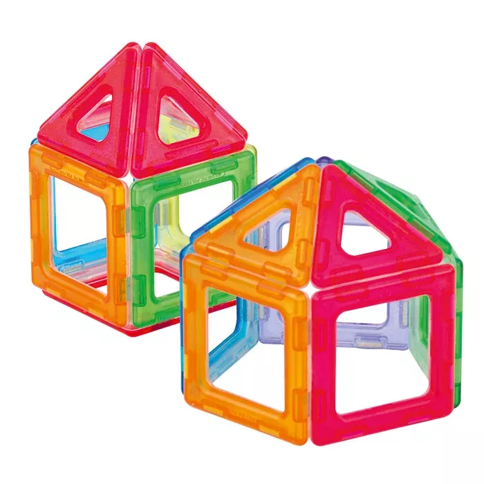 Kunststoffbausteine, Konstruktionsspielzeug, Magnetbaukasten, Farbige Quadrate, Pyramiden-Set