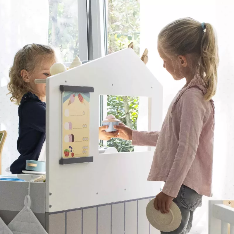 Kinder‑Kaufladen, Kaufladen-Spiel, Puppen-Surrogat, Holzspielzeug, Cupcake