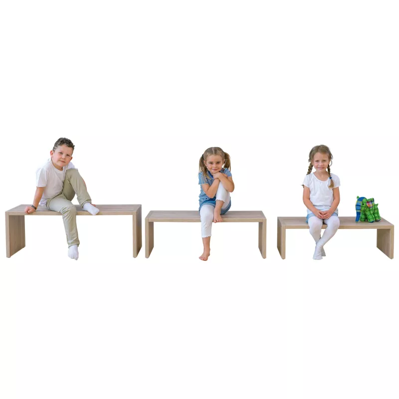 Kinder, Sitzbank, Holz, Weiß, Kleidung