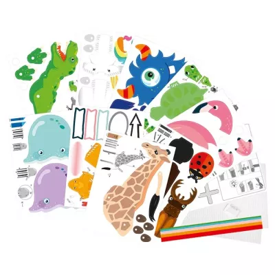 Stickerblätter, Tieraufkleber, Zoo-Tiere, Bunte Aufkleber, Musterblätter