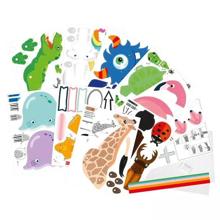 Stickerblätter, Tieraufkleber, Zoo-Tiere, Bunte Aufkleber, Musterblätter