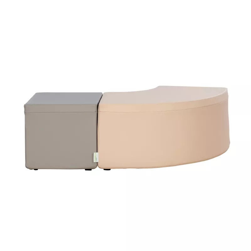 Ottoman, Storage Bench, Grau, Beige, Sitzbank
