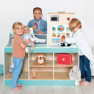 Puppe, Kinderarzt-Set, Spielwerkbank, Spielzeugmedizin, Medic-Accessoires