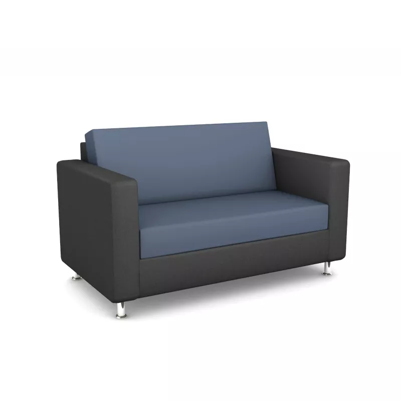 Sofa, Zweisitzer, Stoffbezug, blau, Metallfüße