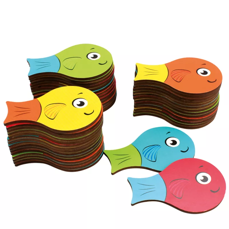 Fisch, Fischform, bunt, gestapelte Ausschnitte, Kinderspielzeug
