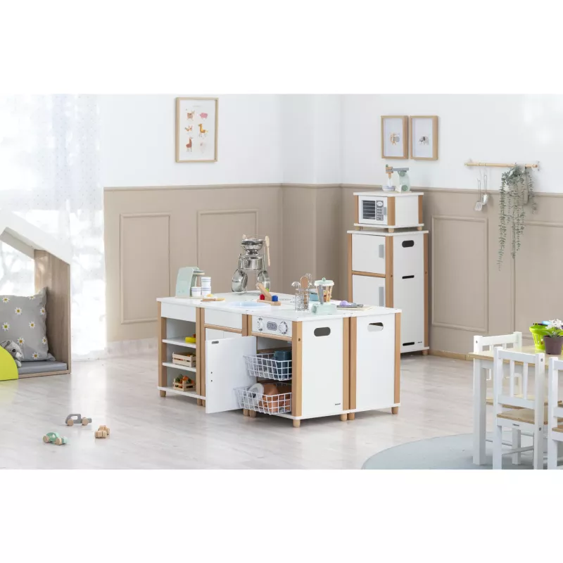 Kinderküche, Holzwerkbank, Spielküche, Küche Spielzeug, Aufbewahrungsschalen
