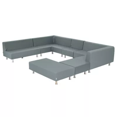 sofa, sectional, modular, gray, leatherette