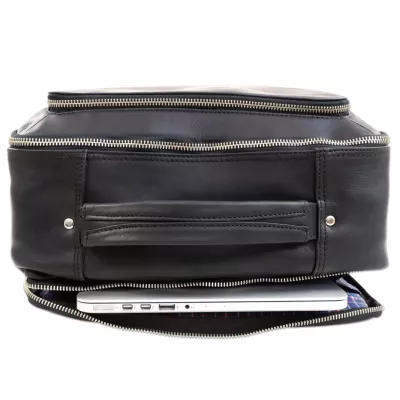 Rucksack,  Leder,  Schwarz,  Reißverschluss,  Laptop-Hülle