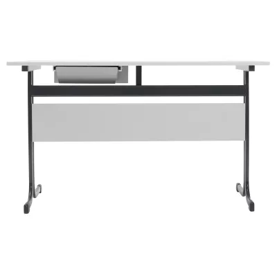 Schreibtisch, Rollbare Tisch, Metallrahmen, Schublade, Weißer Tisch