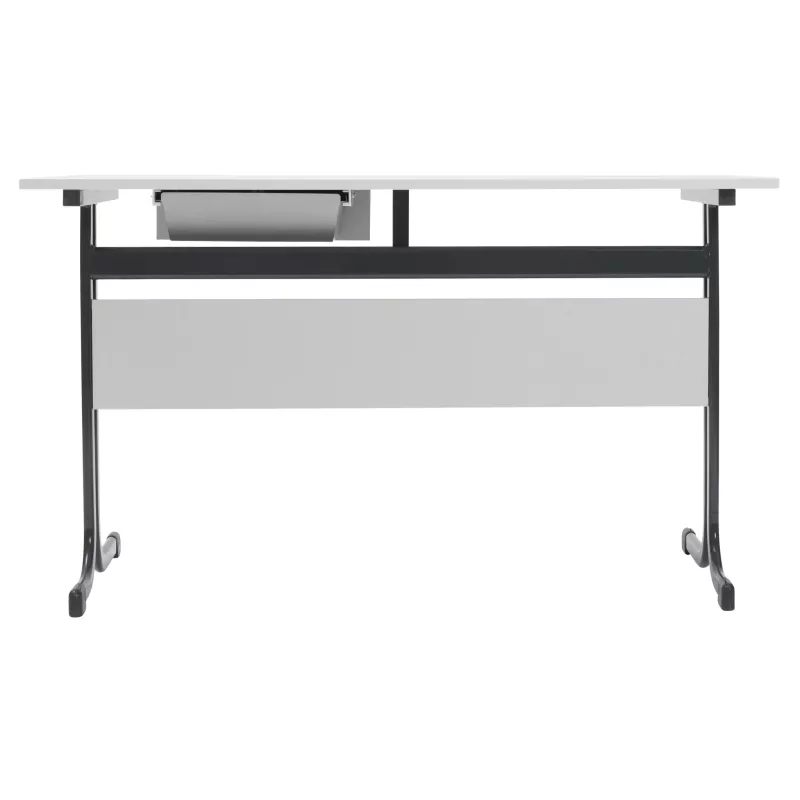 Schreibtisch, Rollbare Tisch, Metallrahmen, Schublade, Weißer Tisch