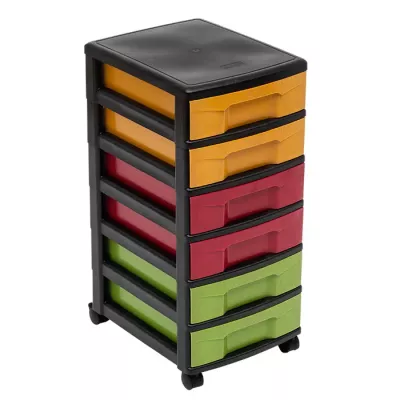 Aufbewahrungsbox, Schubladenwagen, Kunststoff, Rollwagen, verschiedene Farben