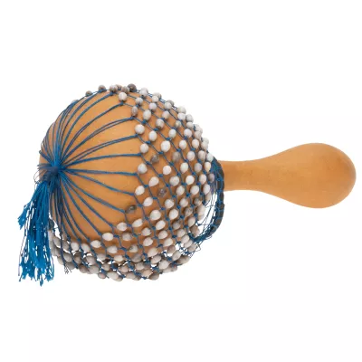 Trommel, Rassel, Klangwerkzeug, Handinstrument, netzartige Kugel