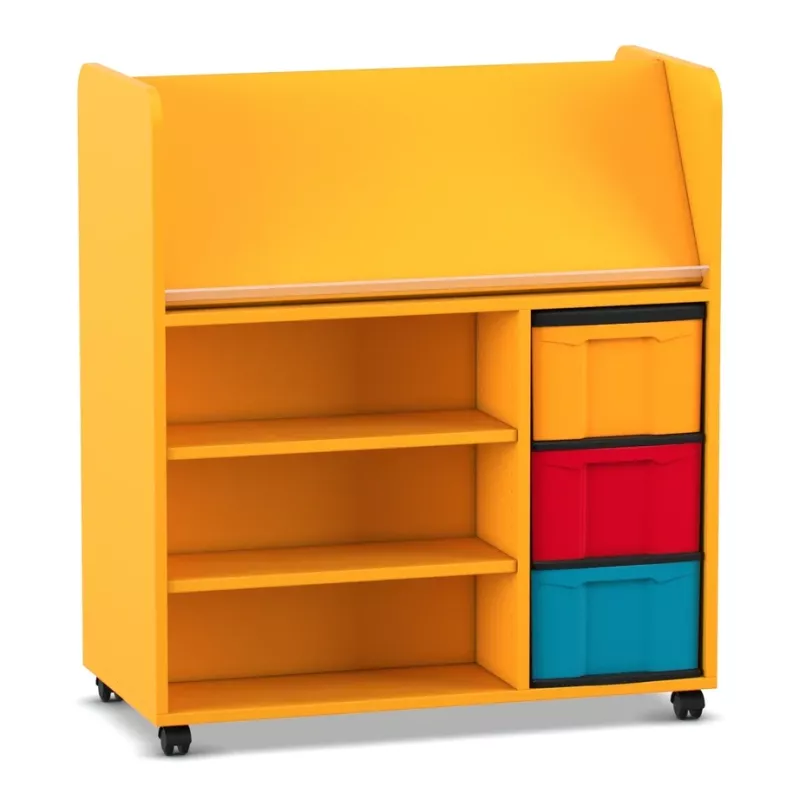Kinderwerkbank, Rollwagen, Gelb, Aufbewahrung, Schubladen